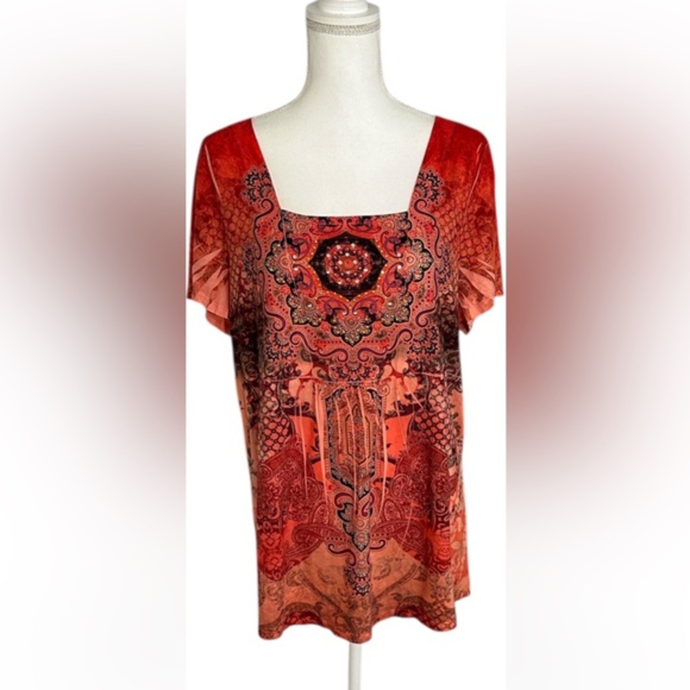 Elegant Red and Orange Women's Blouse